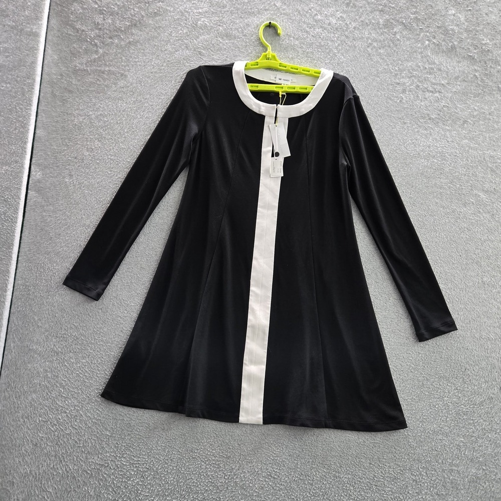 Bcbgeneration Women Dress S Black Color Blocked Long Sleeve Mini A Line NWT